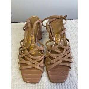 Sam Edelman Women's Leather Tan Strappy Shoes/Sandals/Heel 3.5" Size 8.5 SKU 231